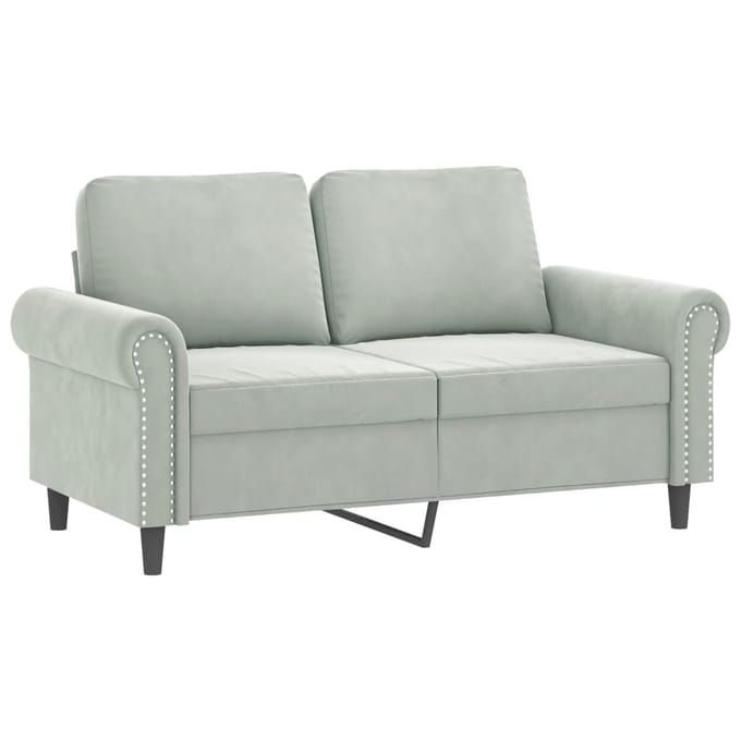 vidaXL - 2-delige - Loungeset - met - kussens - fluweel - lichtgrijs