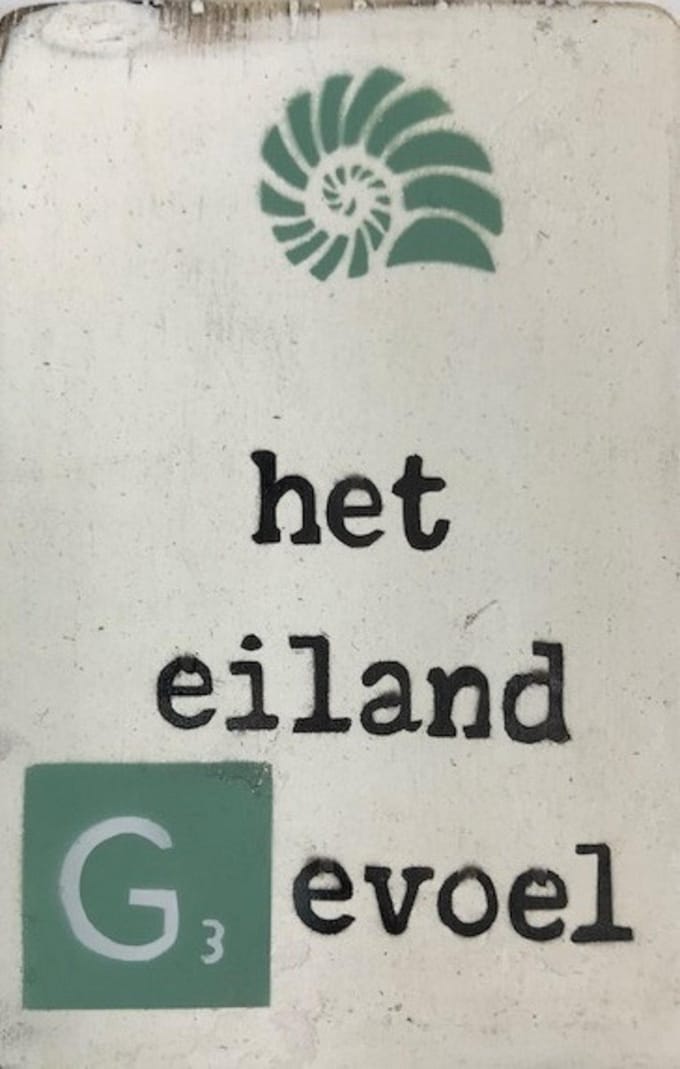 Tekstblok 10x15 2 cm dik Eilandgevoel blue