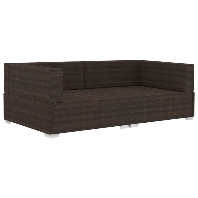 vidaXL - Hoekbanken - 2 - st - met - kussens - poly - rattan - bruin