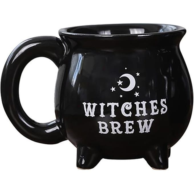 Tasse à café en céramique noire avec chaudron de sorcière créative pour décoration de table d'Halloween