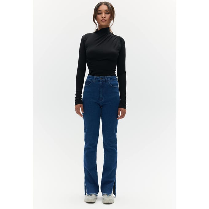 BENU Dames Donkerblauwe Wide Leg Jeans