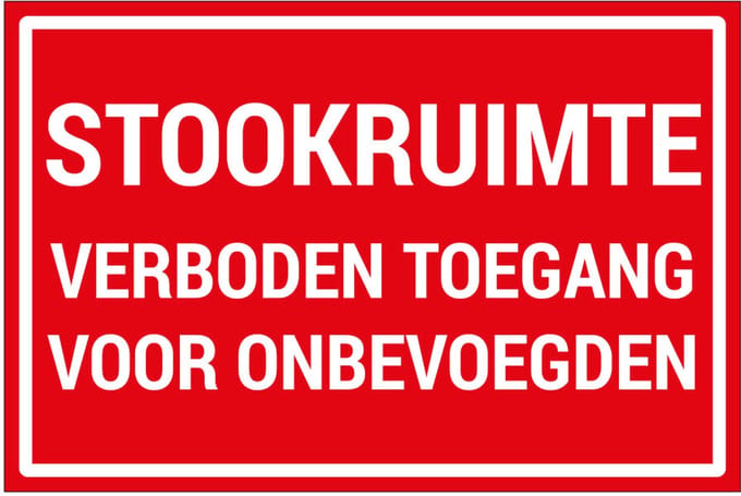 Stookruimte verboden toegang voor onbevoegden sticker | 30 x 20 cm