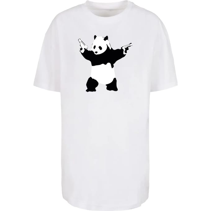 Dames-T-shirt oversized boyfriend Merchcode Brandalised - Panda Guns