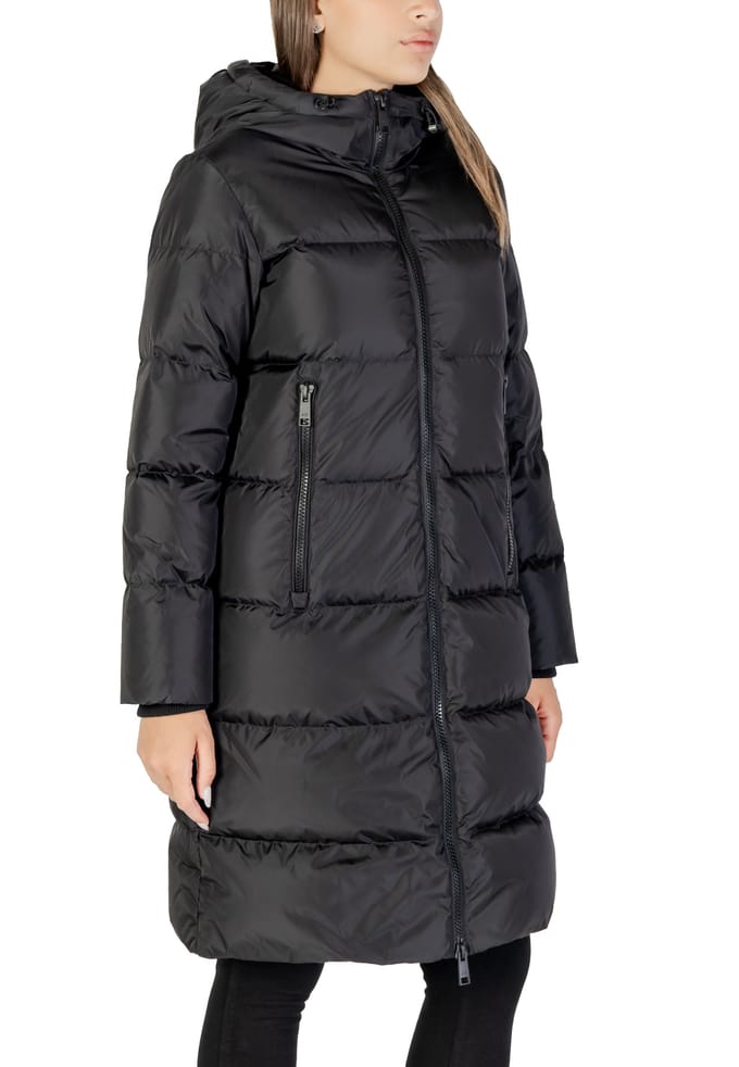 Hooded Zip-Up Jacket with Front Pockets Wo - Black Jackets