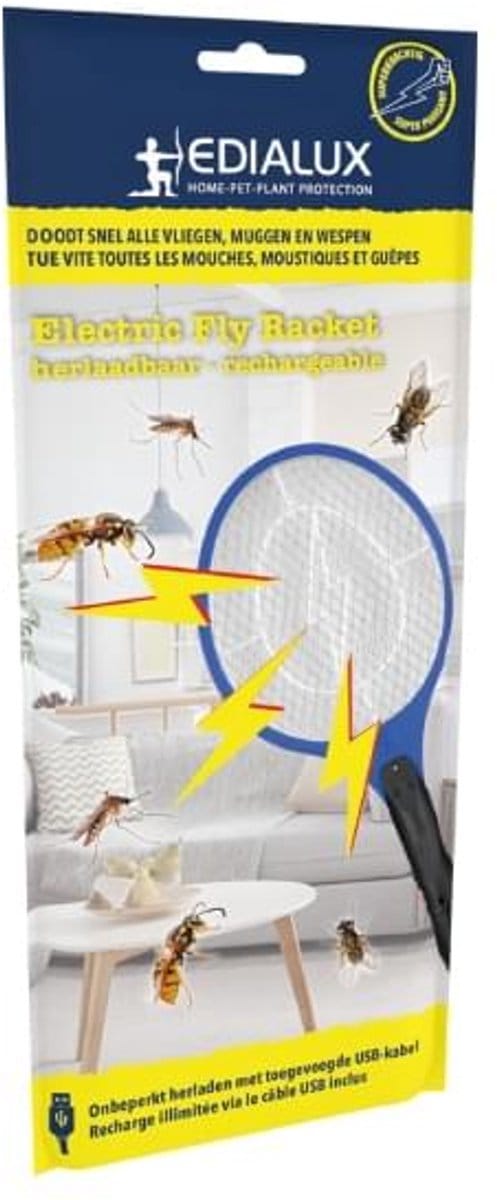 Edialux Electric Fly Racket (oplaadbaar) - Effectieve Insectenwering