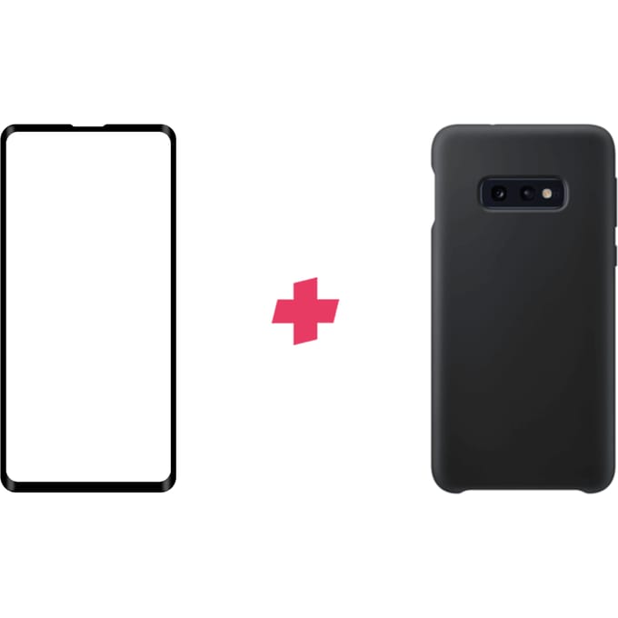 Bundel: Samsung Galaxy S10e screenprotector + Zwart Siliconen hoesje