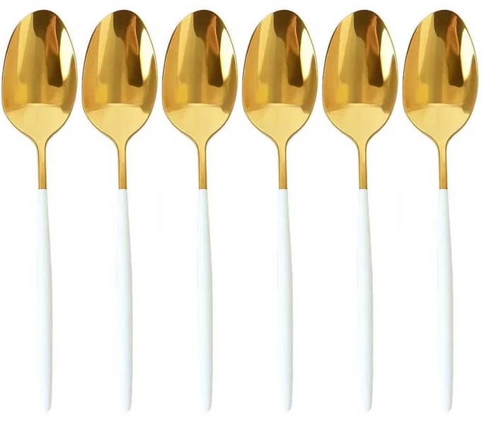 Kadirelli Tafellepel - Set van 12 - RVS lepels - Soeplepels - Goud/Wit