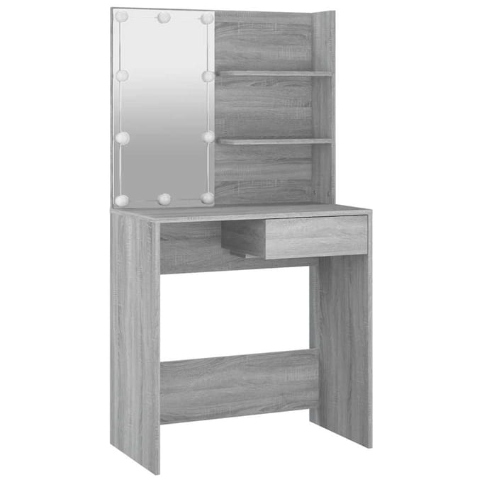 vidaXL - Kaptafel - met - LED-verlichting - 74,5x40x141 - cm - grijs - sonoma - eiken