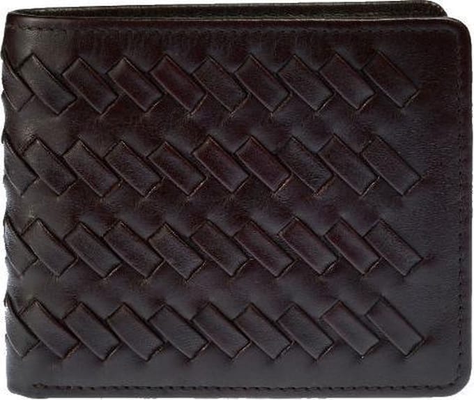 Hidesign lederen portefeuille 'Weave coins' bruin