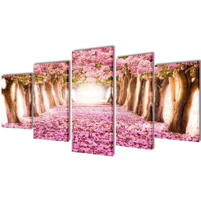vidaXL - Canvas - muurdruk - print - set - kersenbloesem - 200 - x - 100 - cm