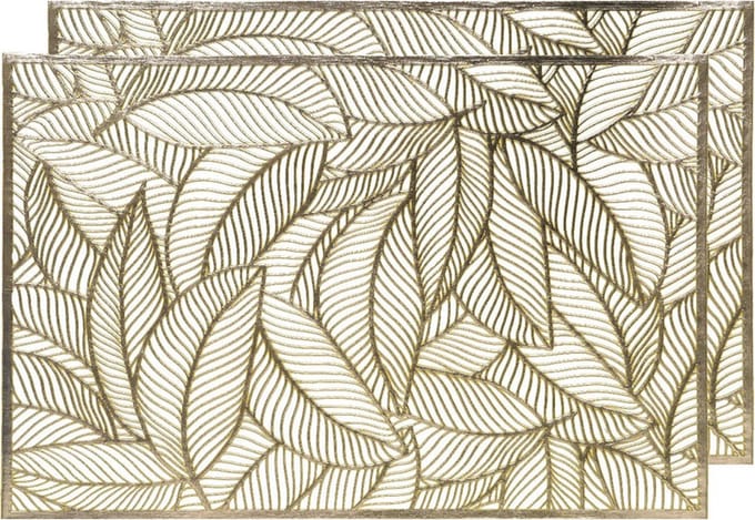 Decoris Tafel placemats - 2x - gouden bladeren - 30 x 45 cm - diner - ontbijt - kerst