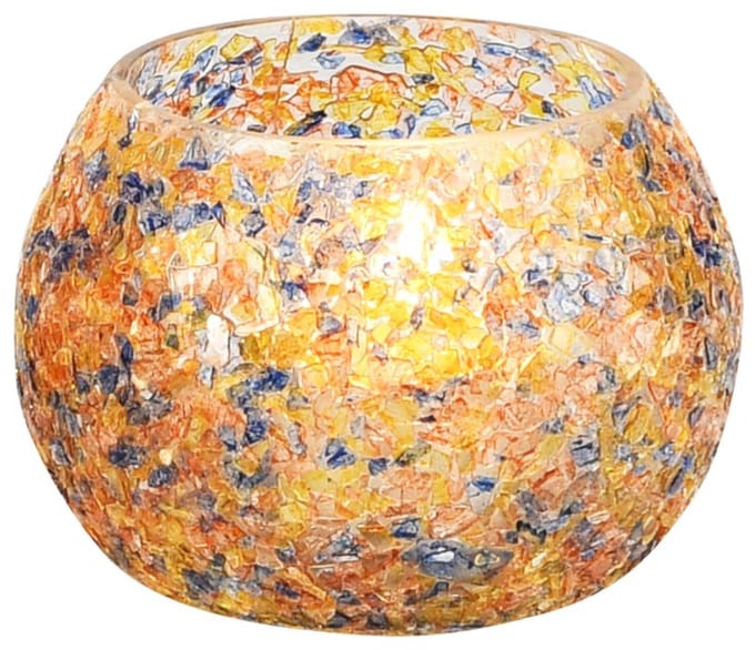 Dekoratief | Theelichthouder 'Multi Madness', glas, 9x9x6cm | A258269
