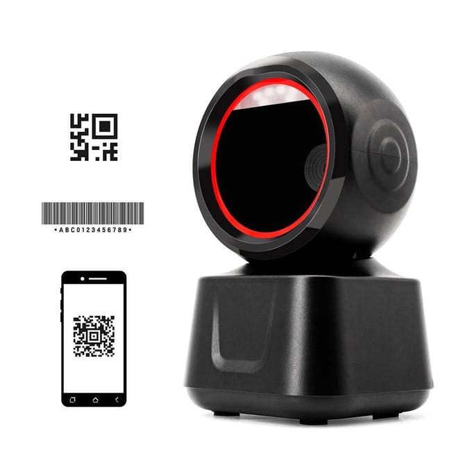 1D 2D QR Desktop Bedrade Barcodescanner Hoge snelheid Platform Handsfree Automatische Sensormeter USB 0 zwart