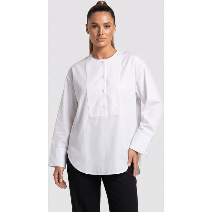 ARKET Isobel Bib Blouse Poplin White Taglia: 32 | Maglie a manica lunga Outlet | Donna | Bianco
