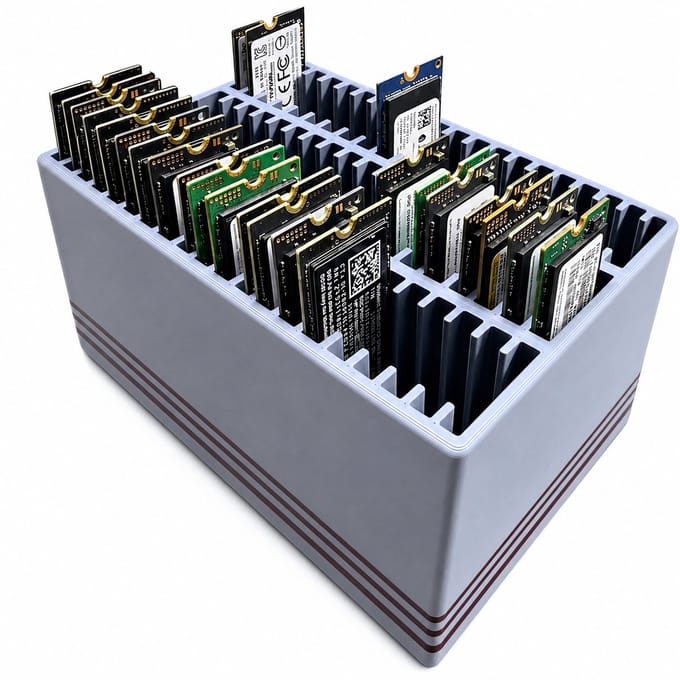 M.2 SSD Houder – SSD Opbergdoos – NVMe SSD Organizer – Compacte Opslag Box – 130 × 83 × 66,5 mm – Grijs