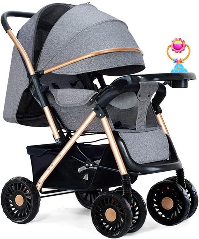Lichtgewicht Kinderwagen - Reisbuggy - Compact Reizen - Met één hand inklapbaar - 0-5 Jaar - Grijs