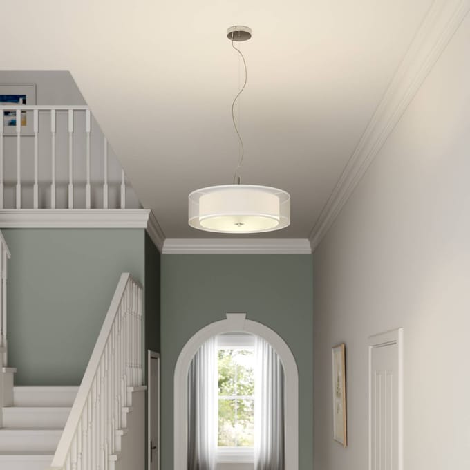 Lindby - Hanglamp - 3lichts - Textiel, glas, metaal - H: 13 cm - E27 - wit, chroom
