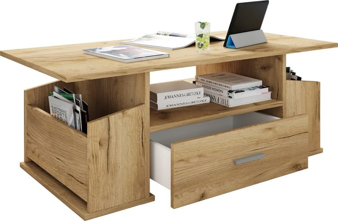 Houten bijzettafel Salontafel Sofa-tafel Woonkamertafel Lade Junata