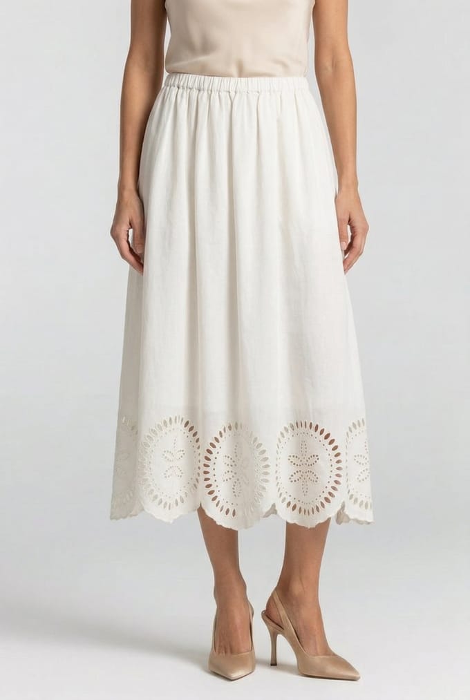 & Other Stories Estella Linen Skirt Speed White Größe: S | Midiröcke Outlet | Damen | Weiß