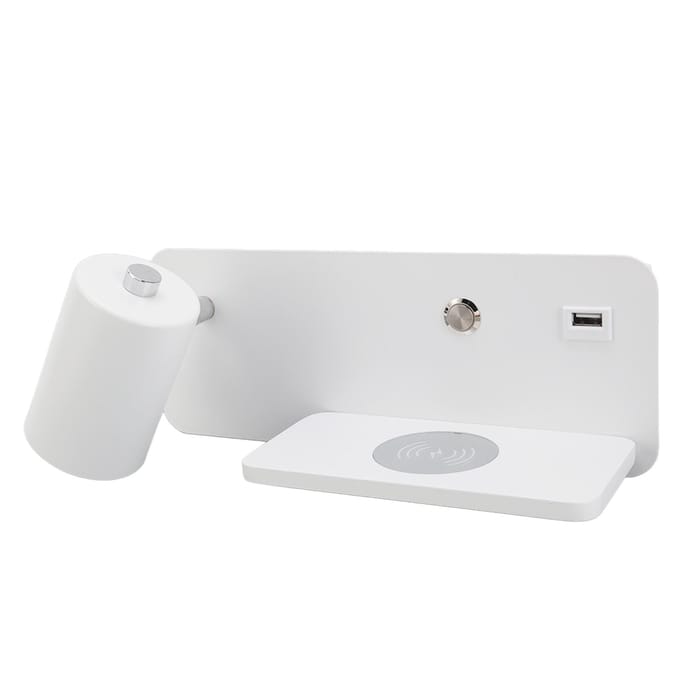 LED Wandlamp USB-interface Draadloos Opladen LED Wandlamp voor Woonkamer Slaapkamer 85?265V Wit