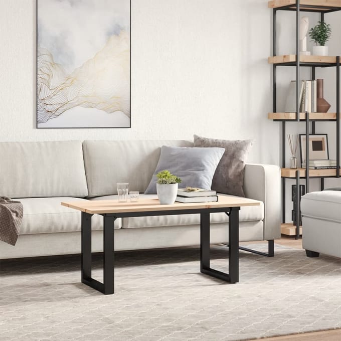 vidaXL - Salontafel - O-frame - 100x50x45 - cm - massief - grenenhout - en - staal