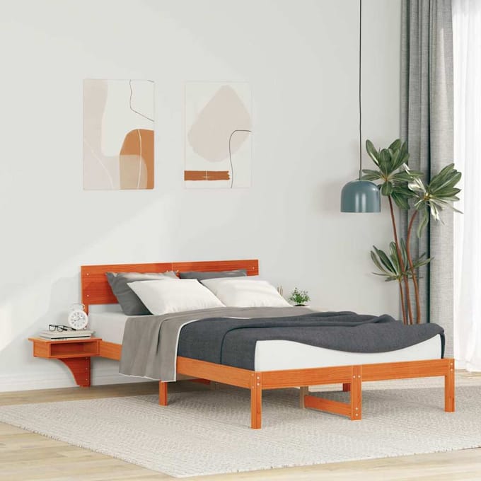 vidaXL - Bedframe - Wasbruin - 140 - x - 200 - cm - Massief - grenenhout