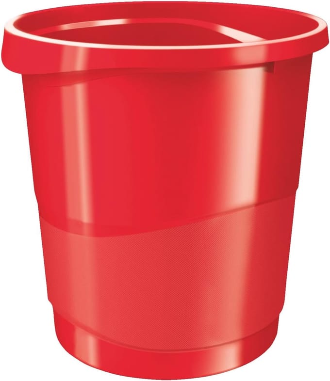 Prullenbak - Afvalbak - Kantoor Thuis - Geribbeld Design - 14 Liter - Rood