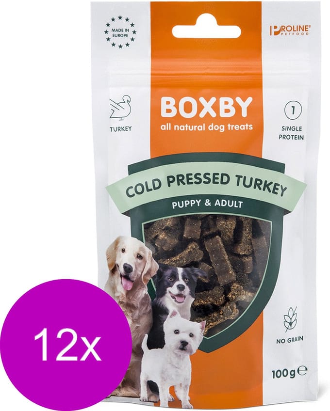 Boxby Grain Free 100 g - Hondensnacks - 12 x Kalkoen Hypo-Allergeen