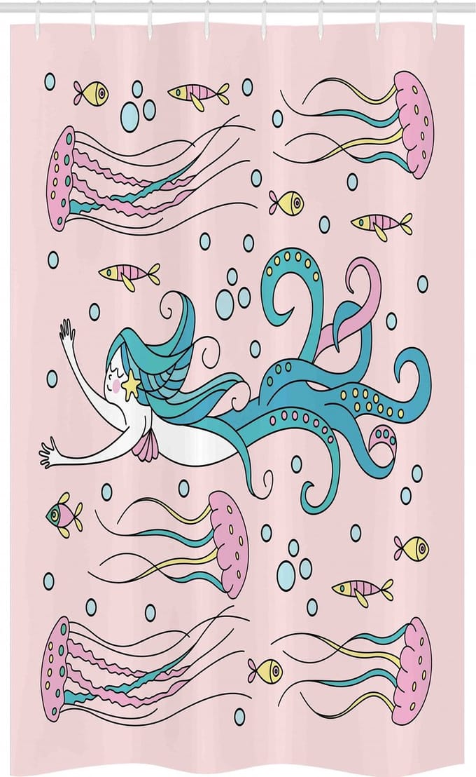 ABAKUHAUS Zeemonster Douchegordijn – Zeemeermin – 120x180 cm – Polyester