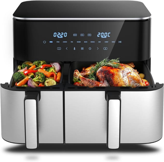 MKSS® Airfryer XXL - Dubbele Mand Airfryer