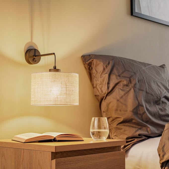 JUTA Wandlamp Zwart/Bruin - E27 Fitting - Sfeervolle Verlichting