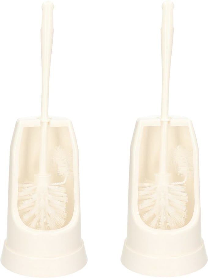 WC-borstel/toiletborstel - 2x - randreiniger en houder - wit - 37 cm - kunststof