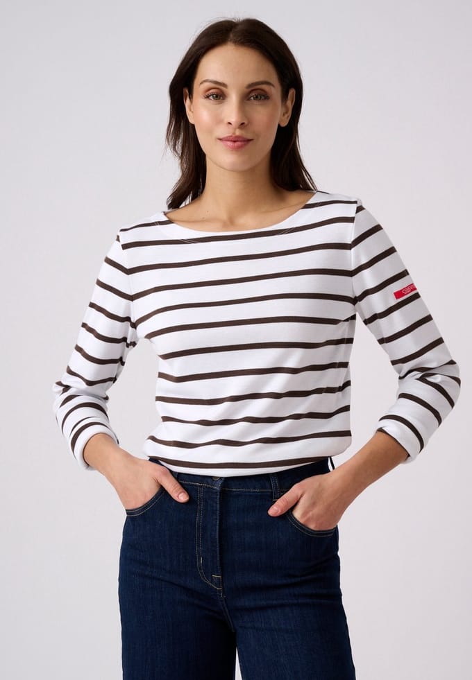 Damart - Thermolactyl marinière, warmtegraad Medium 3 - Dames - Wit - S