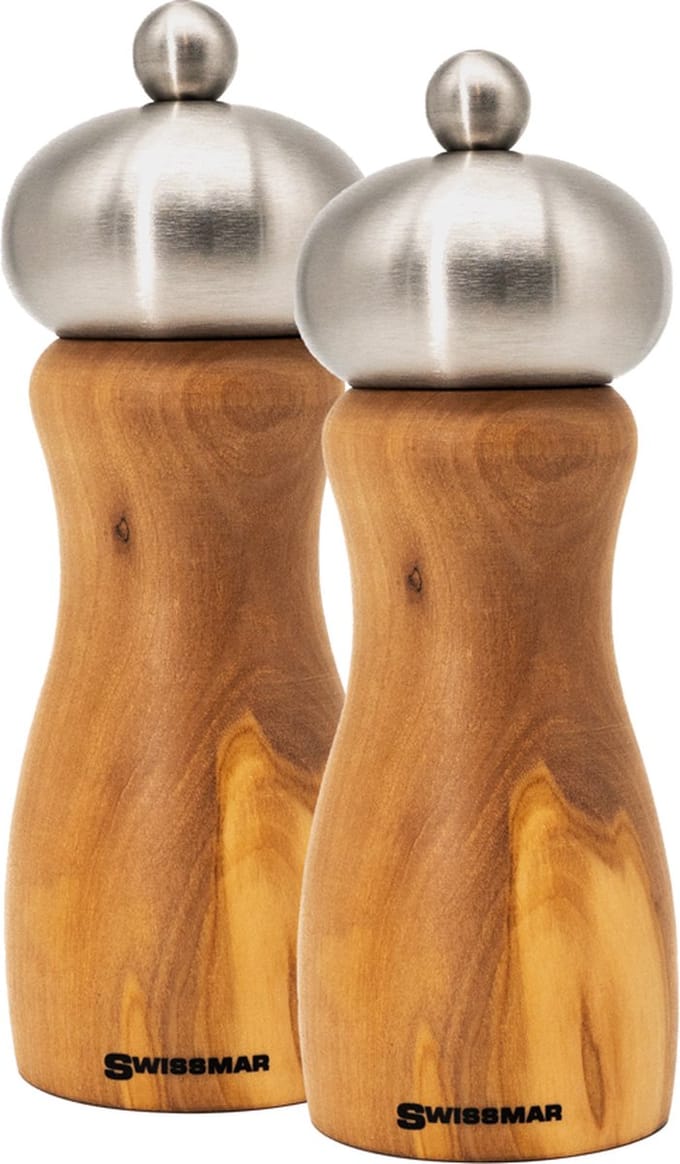 SWISSMAR - Belle peper en zoutmolen set 15 cm olijfhout
