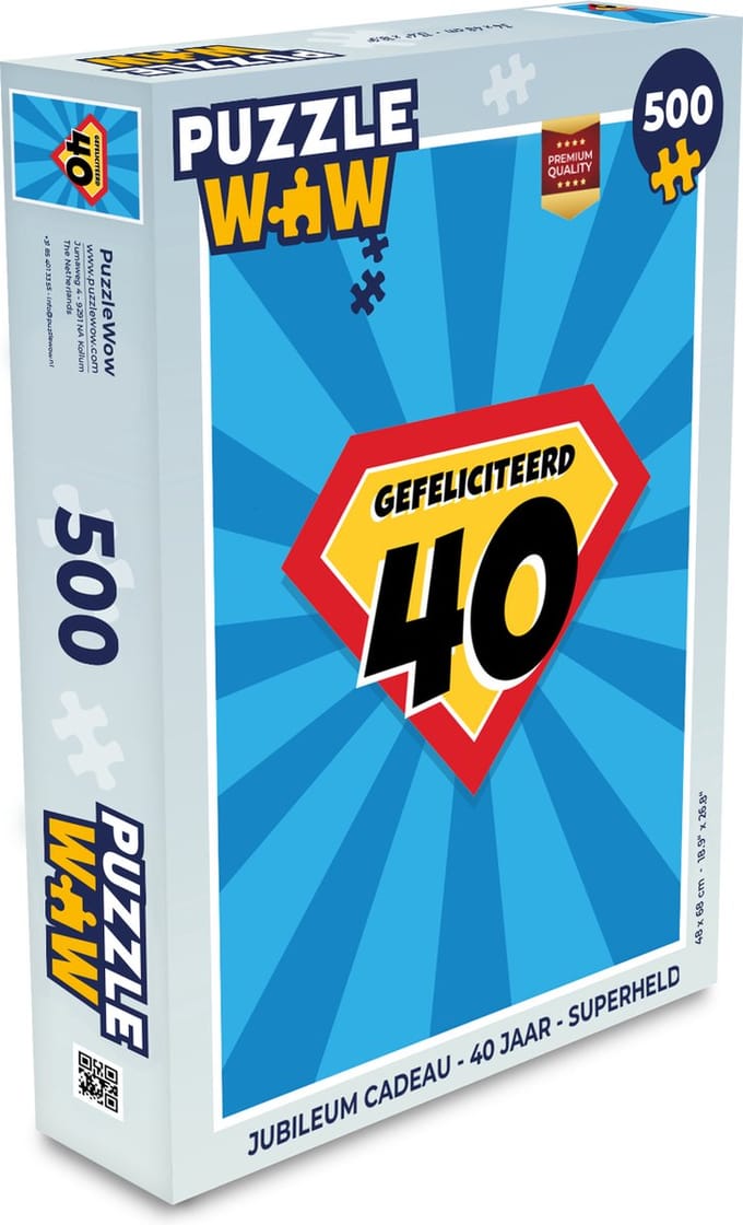 Puzzel Jubileum cadeau - 40 jaar - Superheld - Legpuzzel - Puzzel 500 stukjes