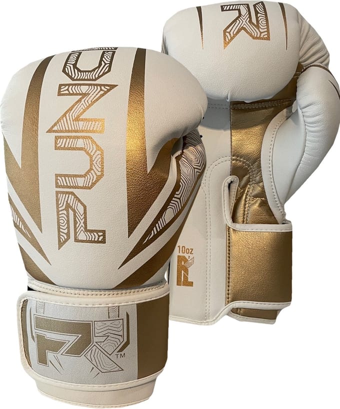 PunchR™ Electric (Kick)Bokshandschoenen Wit Goud Microfiber - 8 OZ