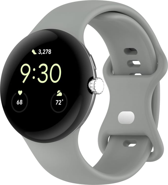Strap-it Siliconen Classic smartwatch bandje geschikt voor Google Pixel Watch 5 (45 mm) / 4 (45 mm) / 3 (45 mm) - Grijs