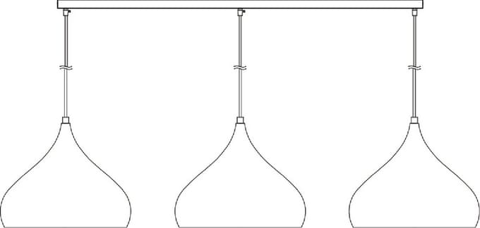 Losse opbouw basis voor pendels 3x, zwart, 90cm