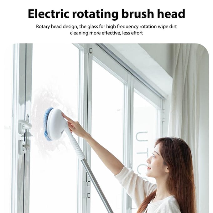 Elektrische Spin Schrobber Oplaadbaar Draagbaar Elektrische Spin Mop Reiniger met Vervangbare Borstelkoppen wit