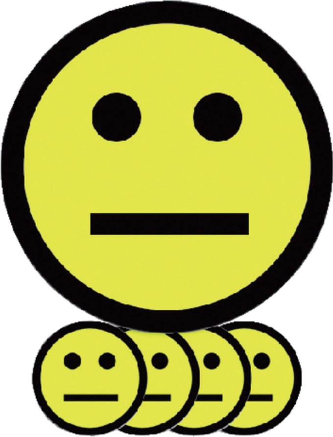 Magneet smiley 75mm emotie neutraal geel 5 stuks
