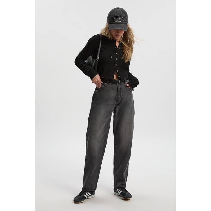 boohoo Dames Petite Basic Slim Fit Jeans | Mid Grey | Maat: 8/26L