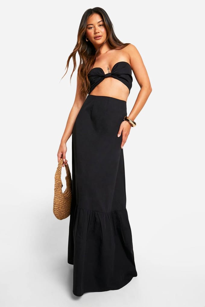 boohoo Dames Knotted Crop Top | Zwart | Maat: 42