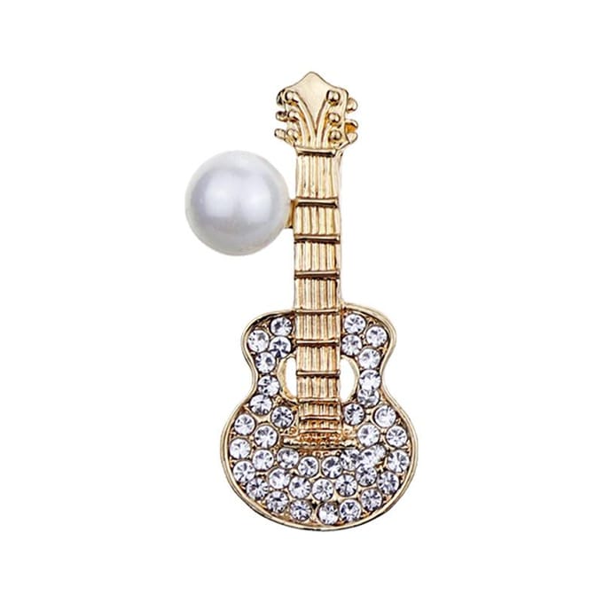 Broche exquise en perles de pipa nobles, accessoire de vêtement pour guitare, corsage, collier beige