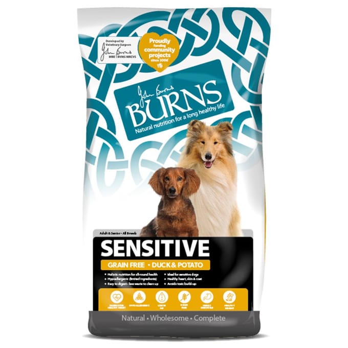 2x12kg Burns Sensitive graanvrij eend & Aardappel droogvoer voor honden