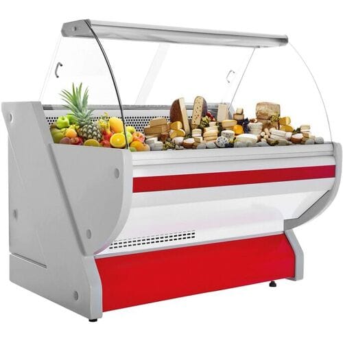 GGM Gastro Kühl-/ Fleischtheke - 1300mm - Rot - mit Fleischlicht & beleuchteter Frontblende