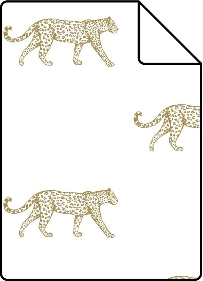 Proefstaal Origin Wallcoverings behang panters wit en goud - 26,5 x 21 cm - 347685-S