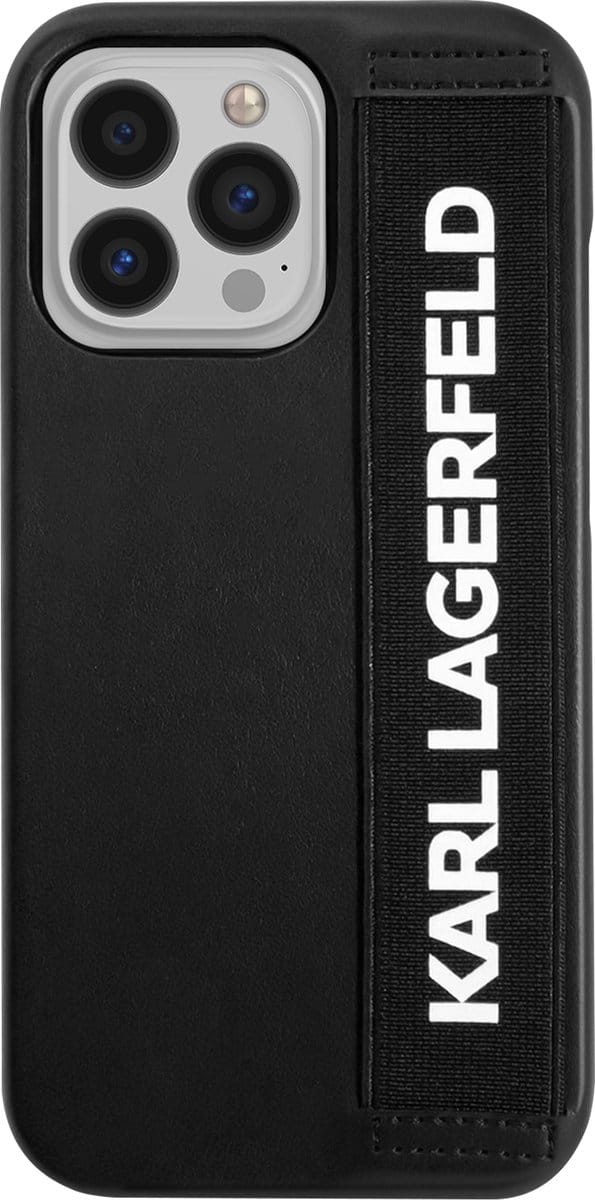 Karl Lagerfeld, Hoesje geschikt voor Apple iPhone 13 Pro - Elastic Strap, Zwart