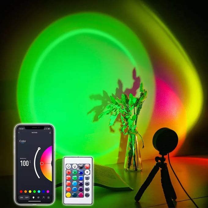 Bera Home - Sunset Projector met Statief en Smart App - RGB LED Lichtprojector voor Romantische Sfeer