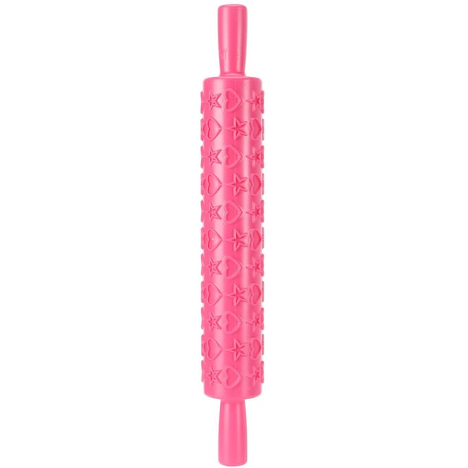 Fondant Cake Embossing Deegroller Bakdeegroller Koekjes Decoratiegereedschap(Vijfpuntig pink
