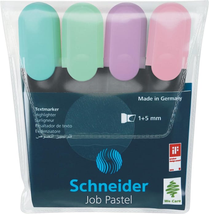 tekstmarker Schneider Job 150 etui a 4 stuks assorti doos met 10 stuks